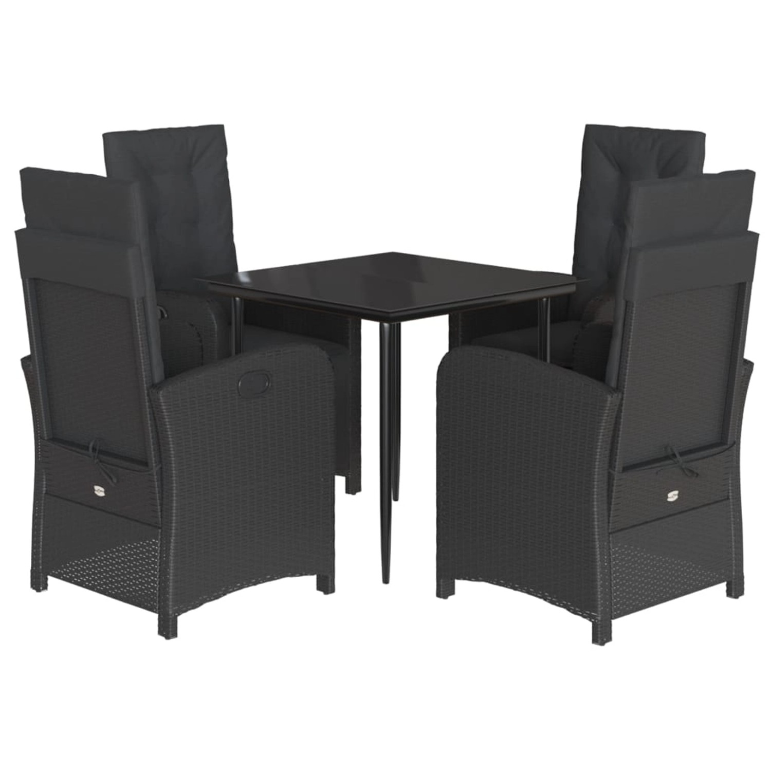 vidaXL 5-Tlg Garten-Essgruppe mit Kissen Schwarz Poly Rattan 3212529 günstig online kaufen