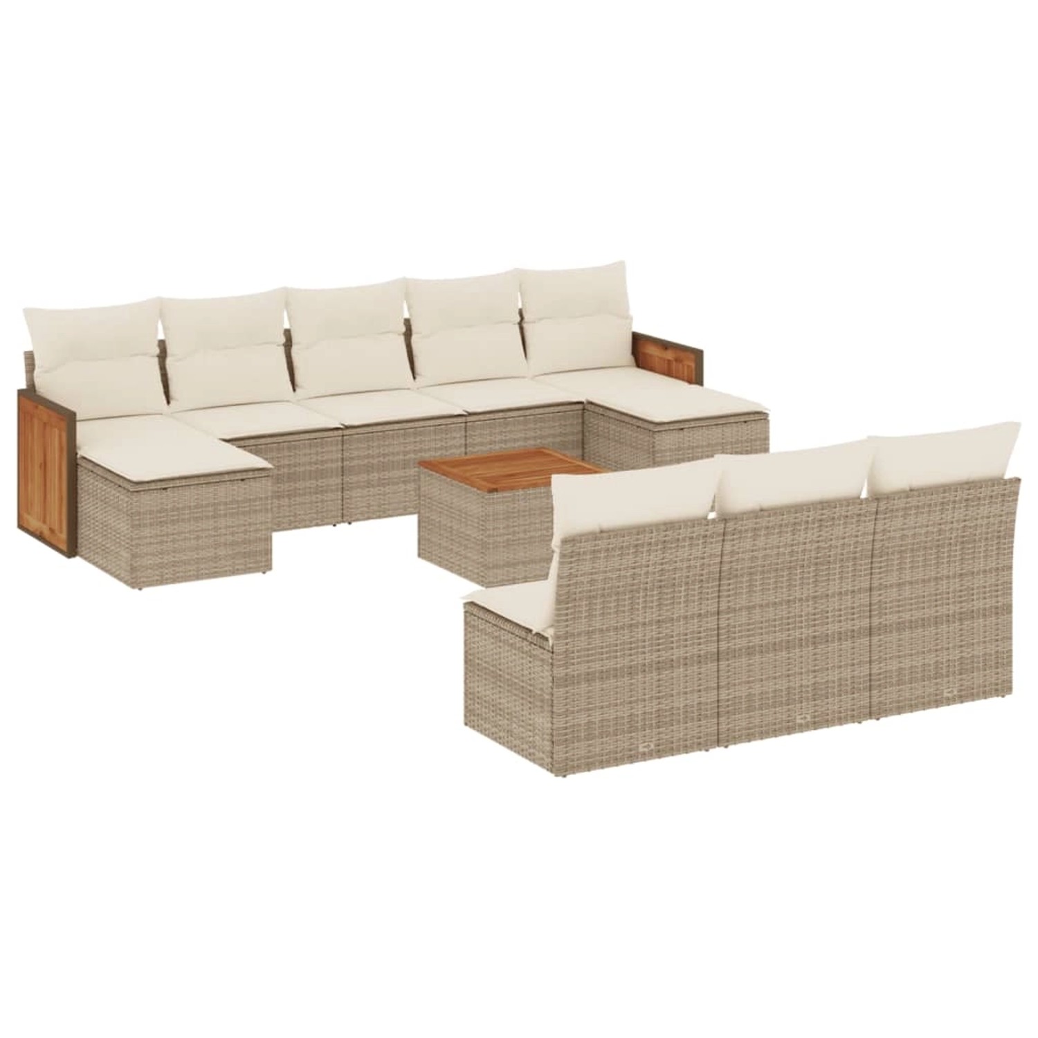 vidaXL 11-Tlg Garten-Sofagarnitur mit Kissen Beige Poly Rattan 3260476 günstig online kaufen
