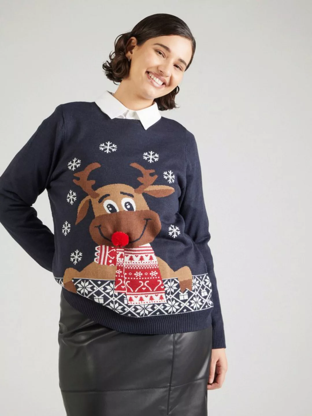 ONLY CARMAKOMA Weihnachtspullover CARXMAS LS O-NECK MIX DETAIL BOX KNT günstig online kaufen