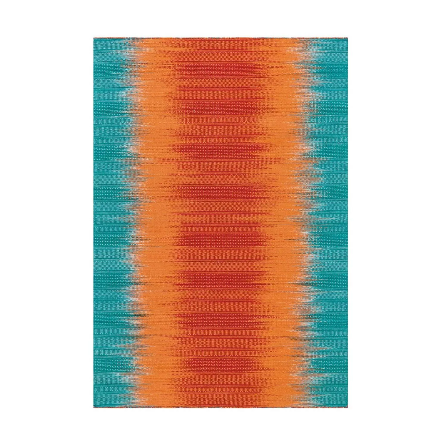 MeGusta Flachflor Teppich Retro Orange - Blau Wolle 140x200 cm Graciela günstig online kaufen