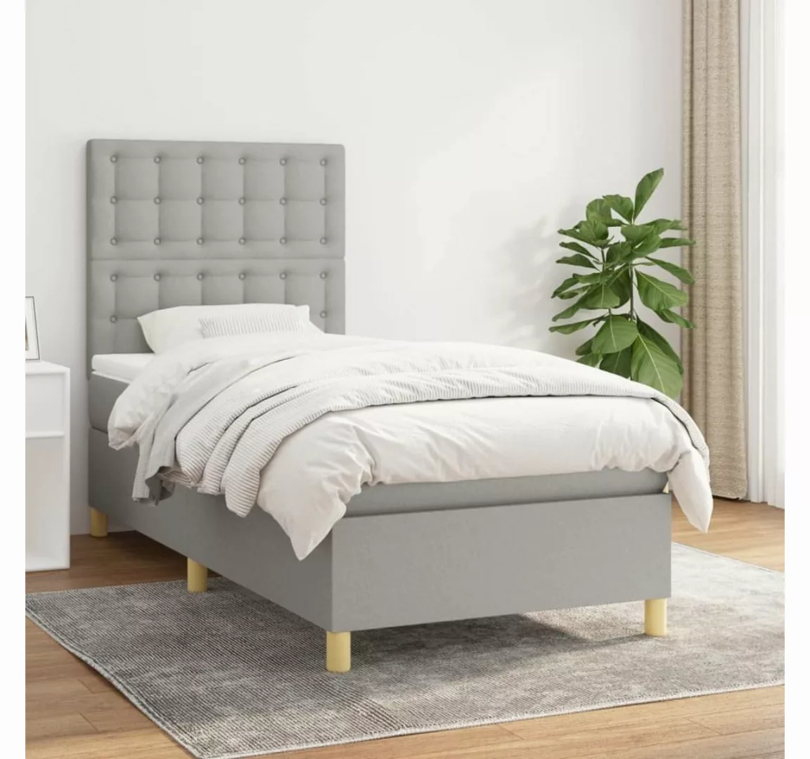 furnicato Bett Boxspringbett mit Matratze Hellgrau 80x200 cm Stoff günstig online kaufen