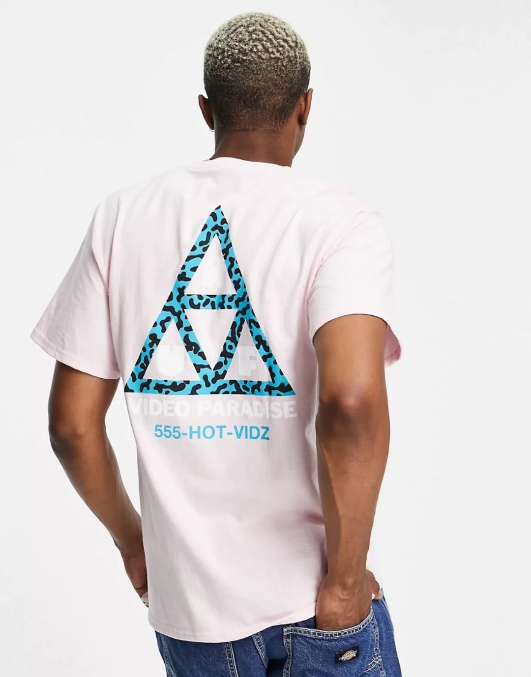 HUF – T-Shirt mit „Video Paradise“-Rückenprint in Rosa günstig online kaufen