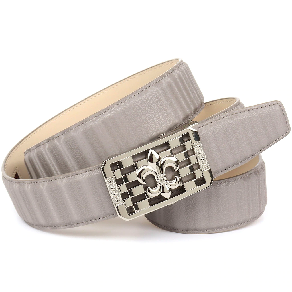 Anthoni Crown Ledergürtel, mit silberfarbener stilisierter Lilien-Schnalle günstig online kaufen