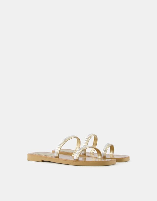 Bershka Flache Sandalen Mit Mehreren Riemchen Damen 40 Kombiniert günstig online kaufen