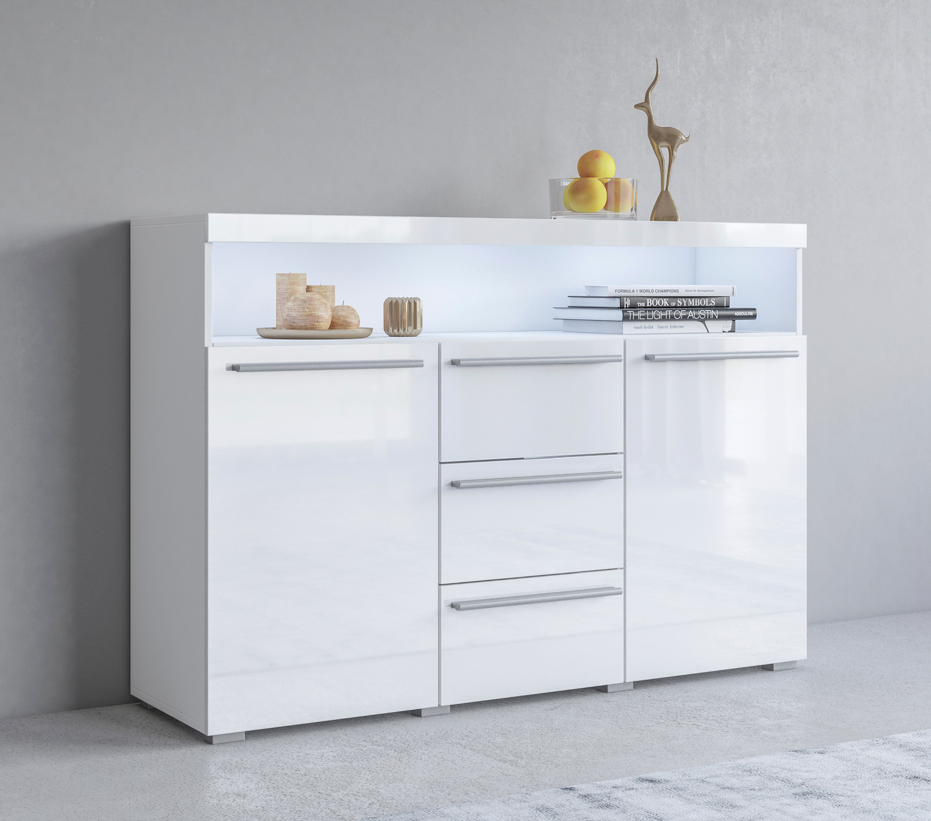 INOSIGN Sideboard "India,Breite 132cm stilvolle Anrichte mit 2Türen, 3 Schu günstig online kaufen