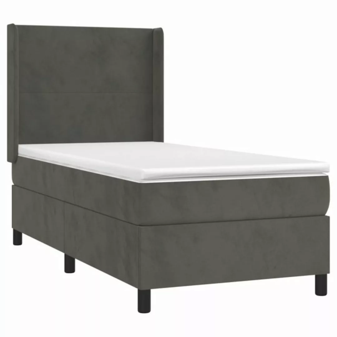 vidaXL Boxspringbett Boxspringbett mit Matratze Dunkelgrau 80x200 cm Samt B günstig online kaufen