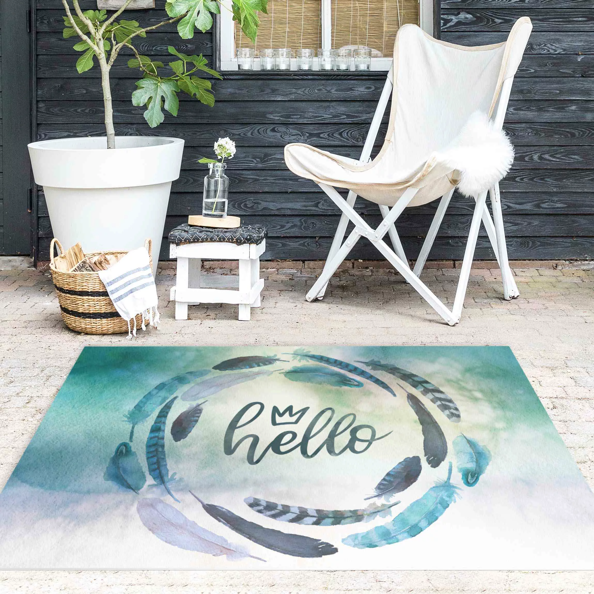 Vinyl-Teppich Hello Krone Aquarell mit Federn günstig online kaufen