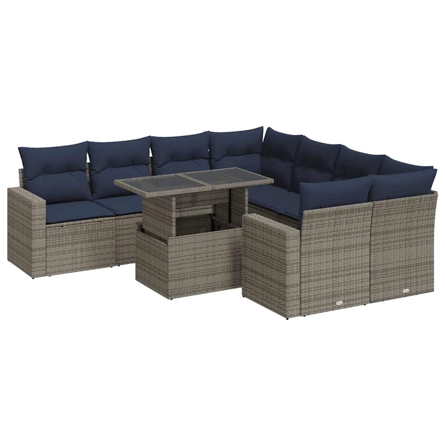 vidaXL 9-Tlg Garten-Sofagarnitur mit Kissen Grau Poly Rattan Akazie 3326292 günstig online kaufen