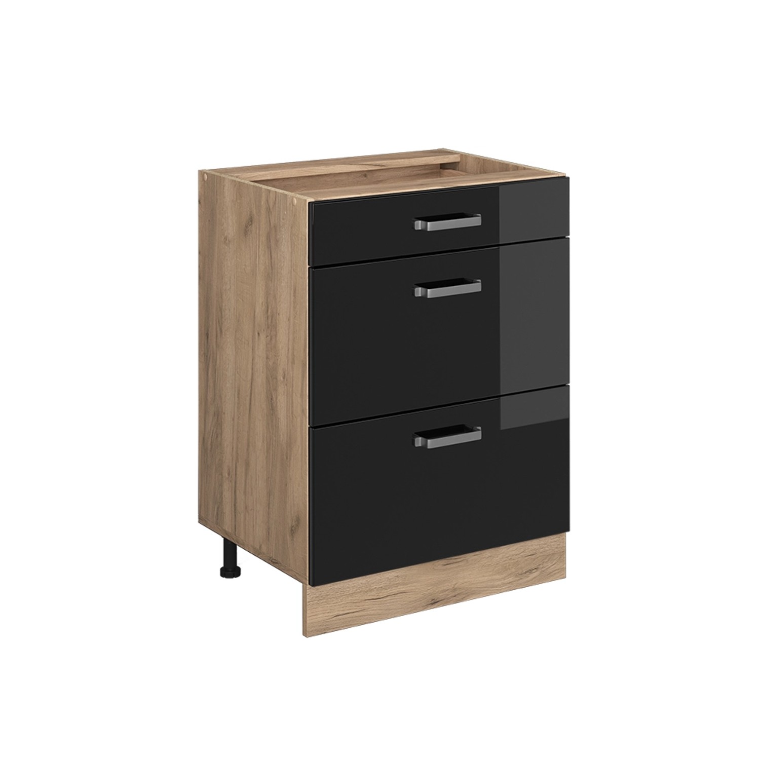 Vicco Unterschrank R-Line Schwarz Hochglanz/Eiche 60cm günstig online kaufen
