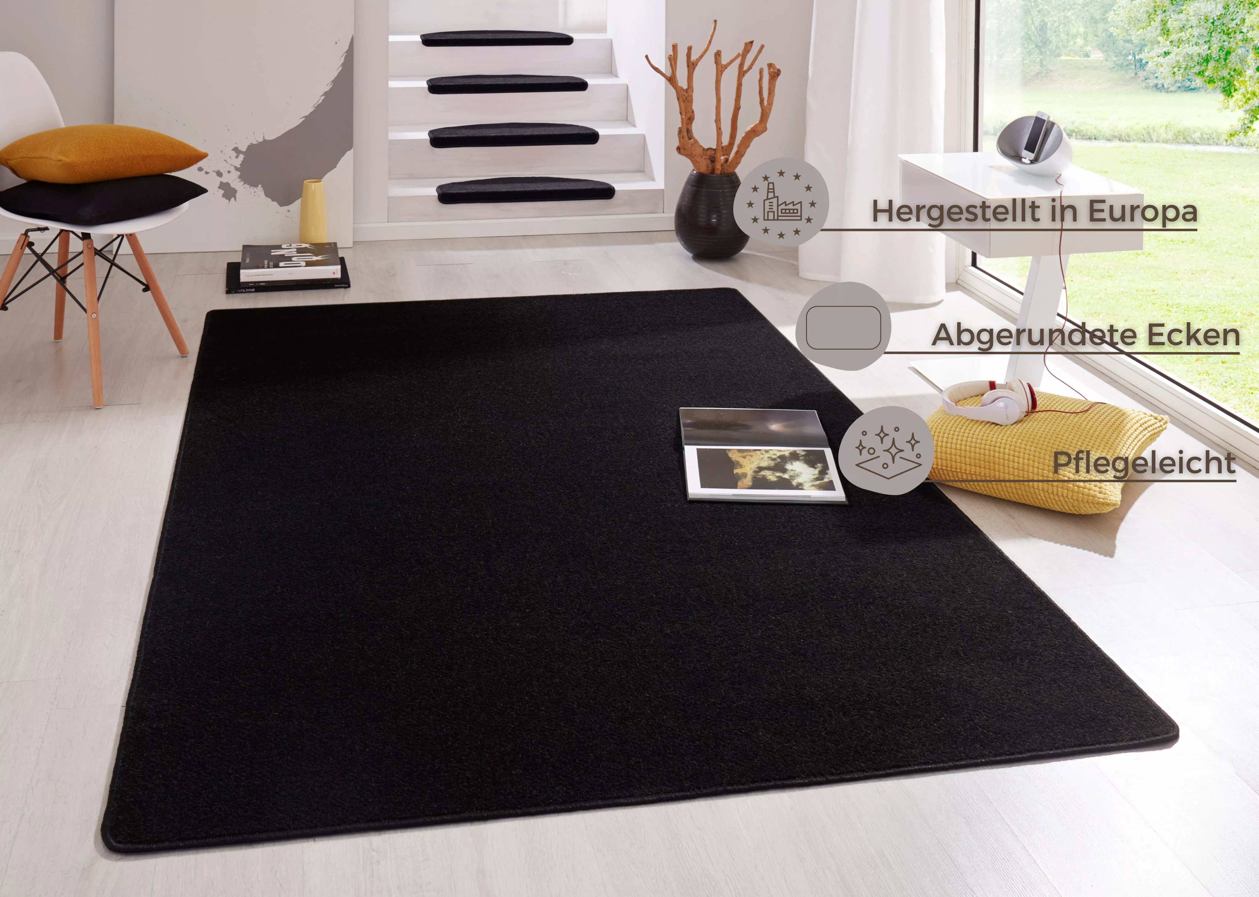 HANSE Home Teppich »Fancy«, rechteckig, 7 mm Höhe, Kurzflor, Läufer, uni, g günstig online kaufen