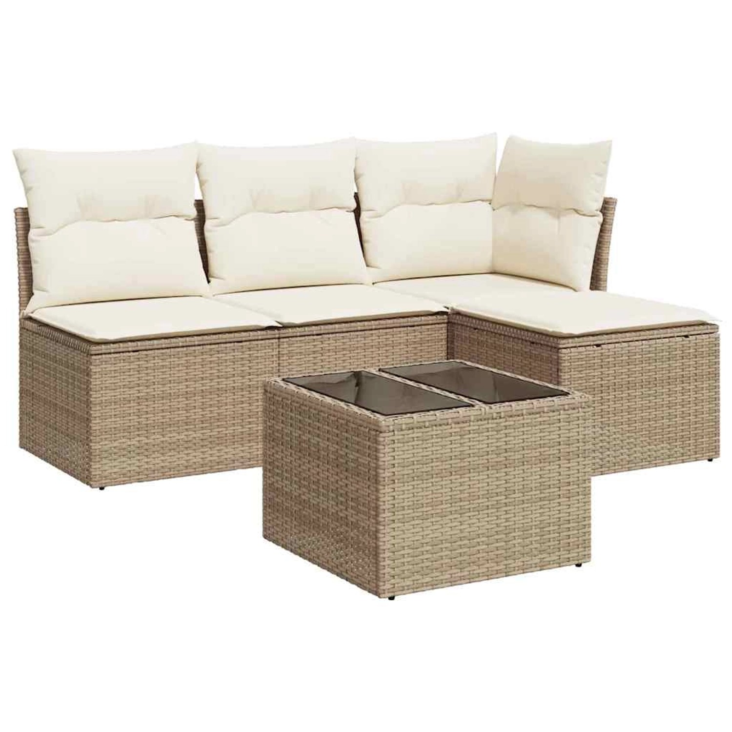 vidaXL 5-Tlg Garten-Sofagarnitur mit Kissen Beige Poly Rattan 3249347 günstig online kaufen