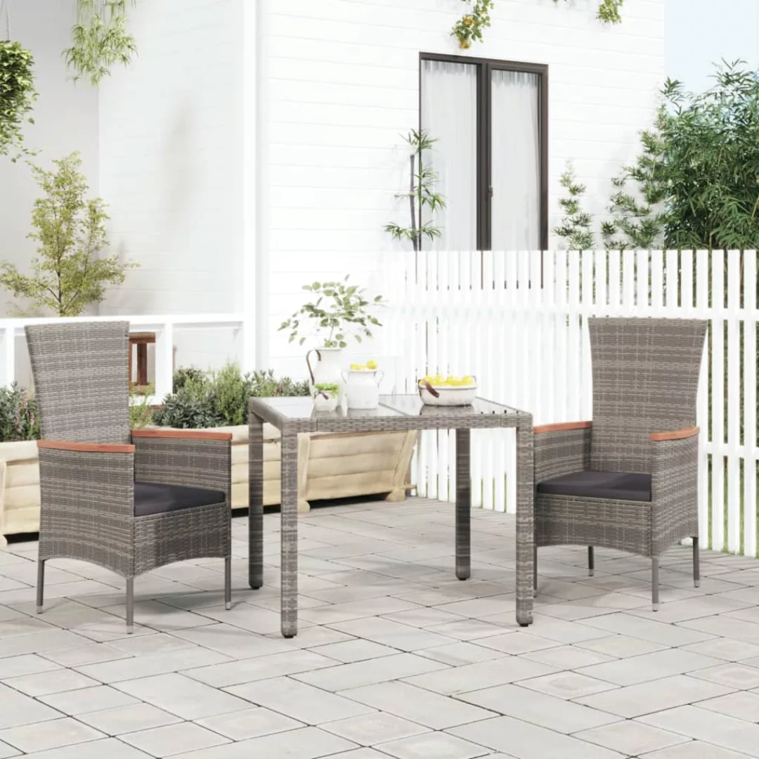 Vidaxl Gartenstühle Mit Kissen 2 Stk. Poly Rattan Grau günstig online kaufen