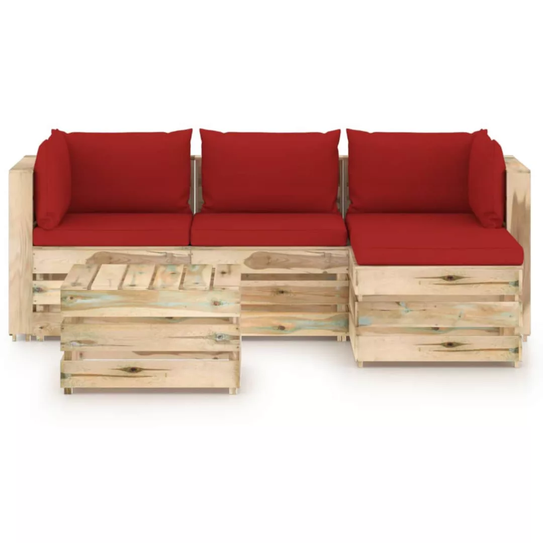 5-tlg. Garten-lounge-set Mit Kissen Grün Imprägniertes Holz günstig online kaufen