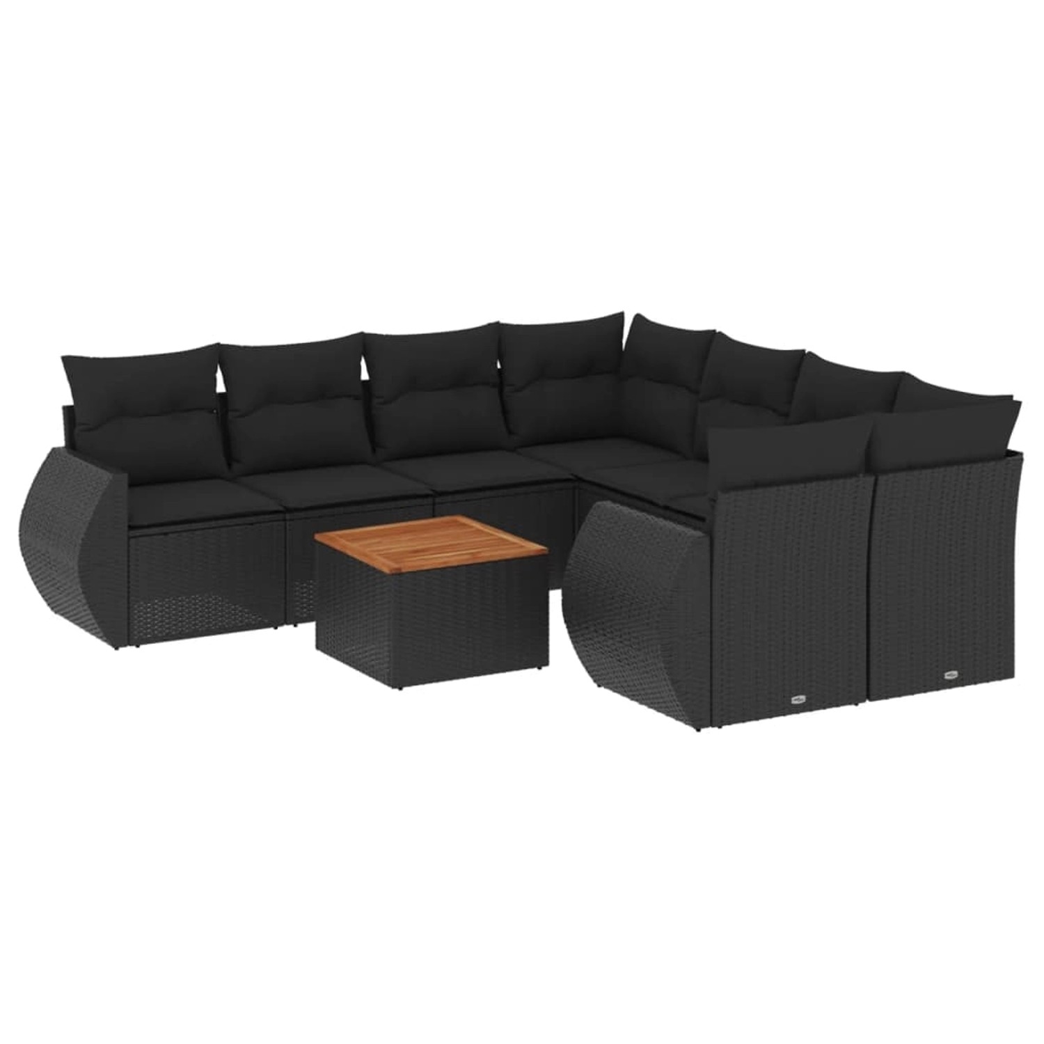 vidaXL 9-tlg Garten-Sofagarnitur mit Kissen Schwarz Poly Rattan Modell 93 günstig online kaufen