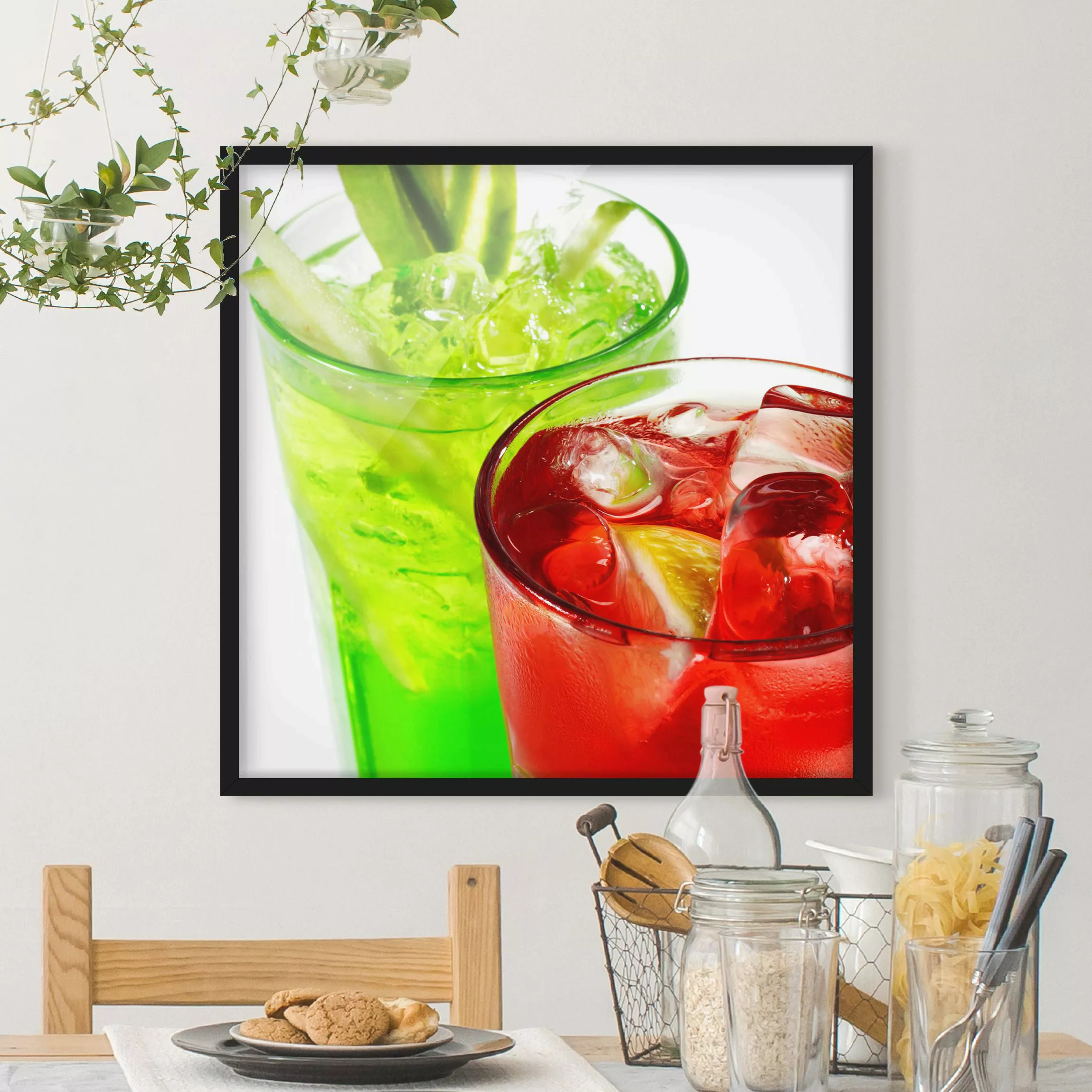 Bild mit Rahmen Küche - Quadrat Fresh Cocktails günstig online kaufen