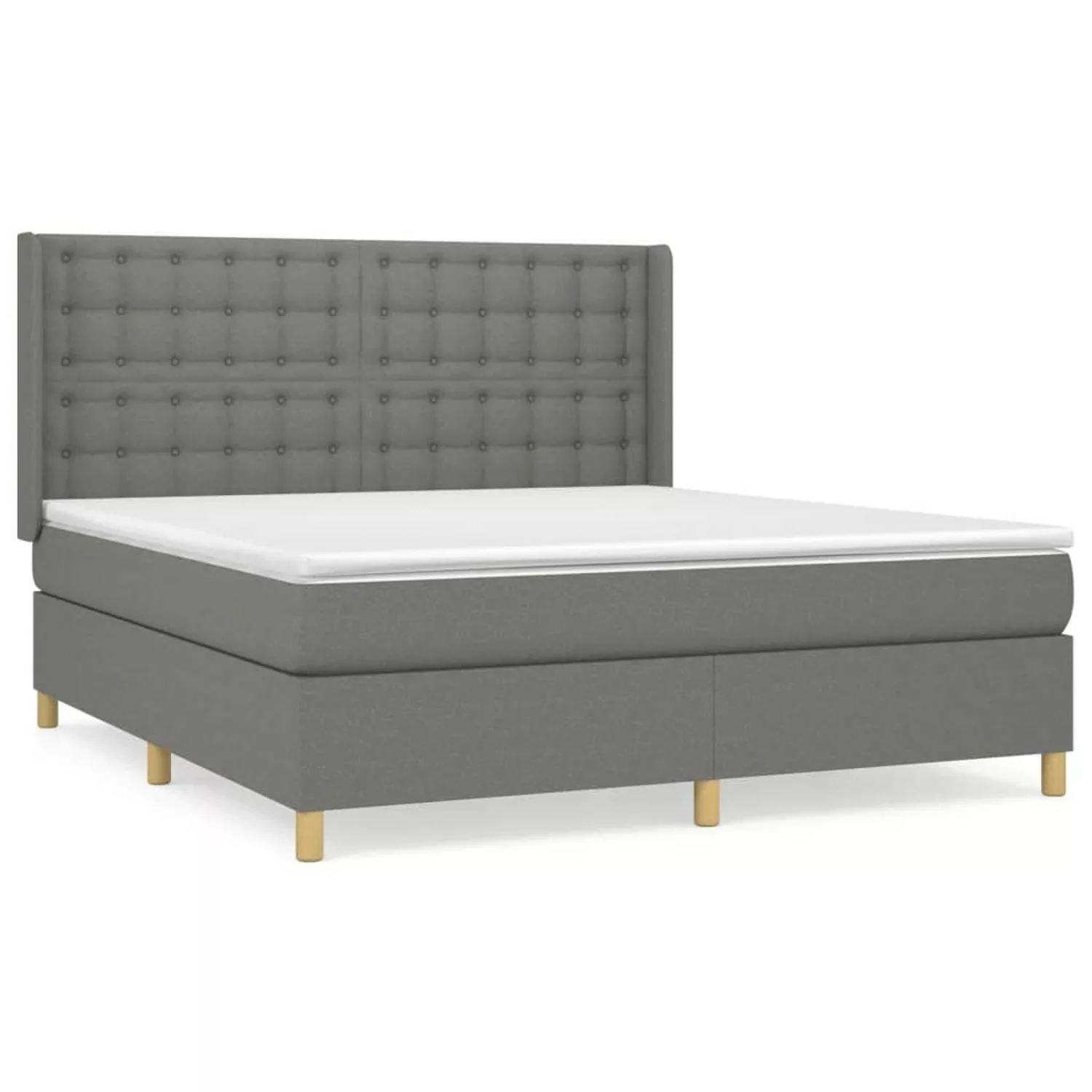 vidaXL Boxspringbett Boxspringbett mit Matratze Dunkelgrau 160x200 cm Stoff günstig online kaufen