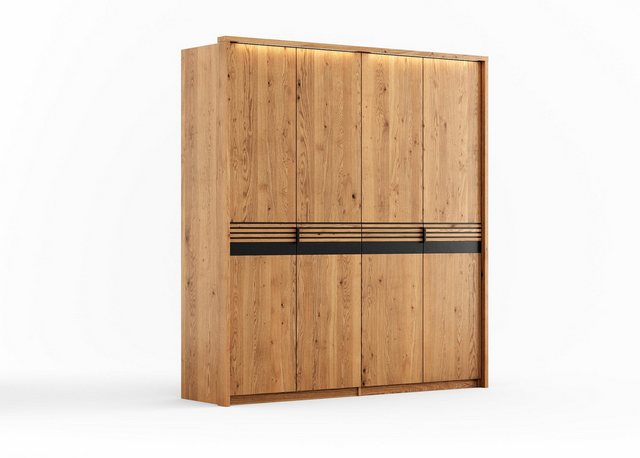 Natur24 Kleiderschrank Regusa Schrank 4D Eichenholz Natur Schwarz 206 x 58 günstig online kaufen