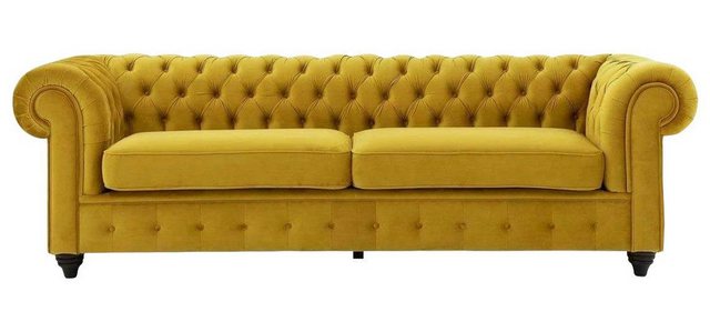 Xlmoebel Chesterfield-Sofa Luxus Chesterfield Couch Gelb Polster Sofa mit K günstig online kaufen