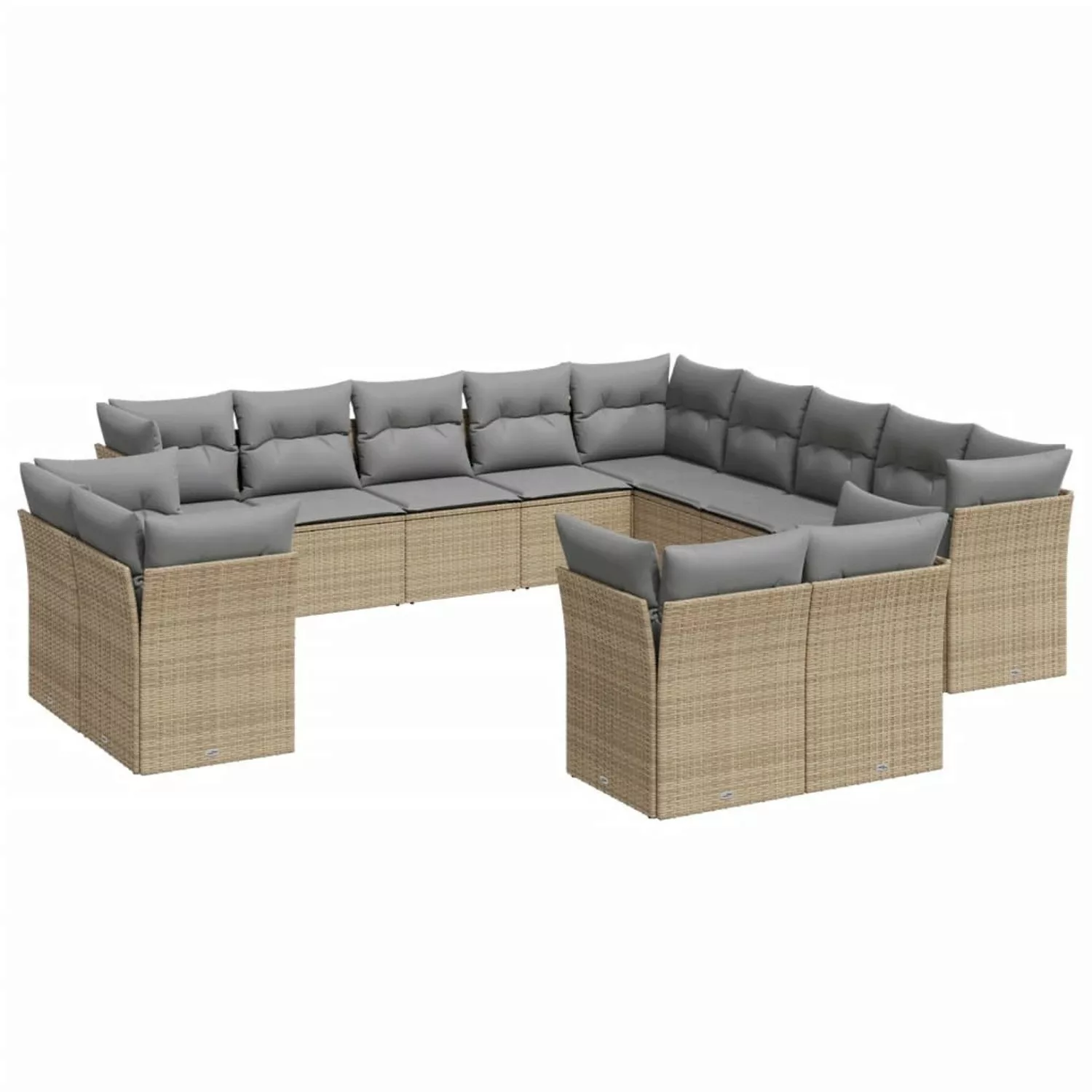 vidaXL 13-tlg Garten-Sofagarnitur mit Kissen Beige Poly Rattan Modell 35 günstig online kaufen