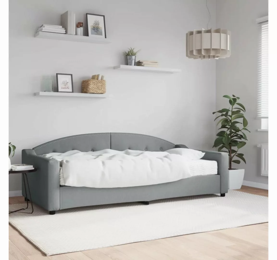 furnicato Bett Tagesbett mit Matratze Hellgrau 90x200 cm Stoff (1-tlg) günstig online kaufen