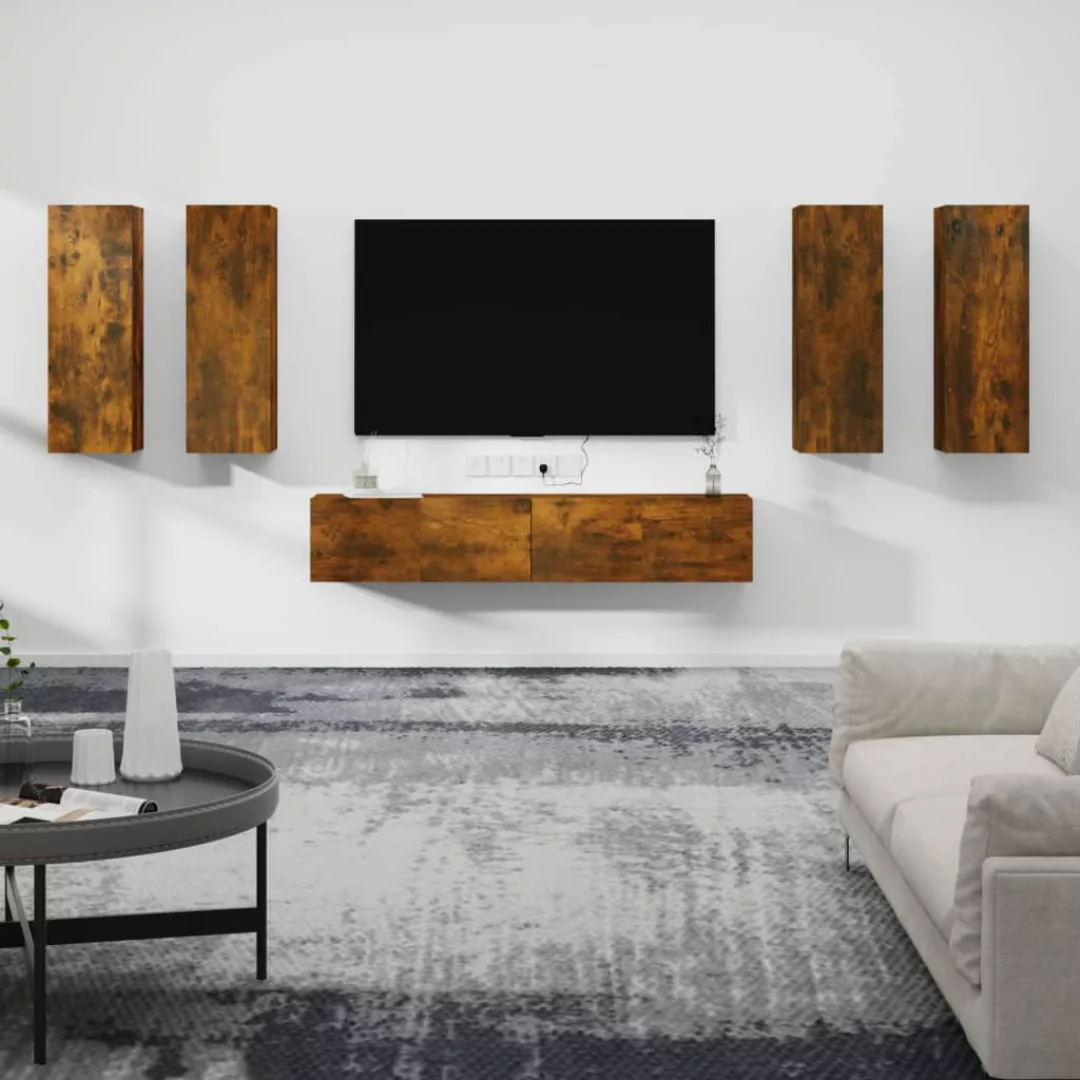 Vidaxl 6-tlg. Tv-schrank-set Räuchereiche Holzwerkstoff günstig online kaufen