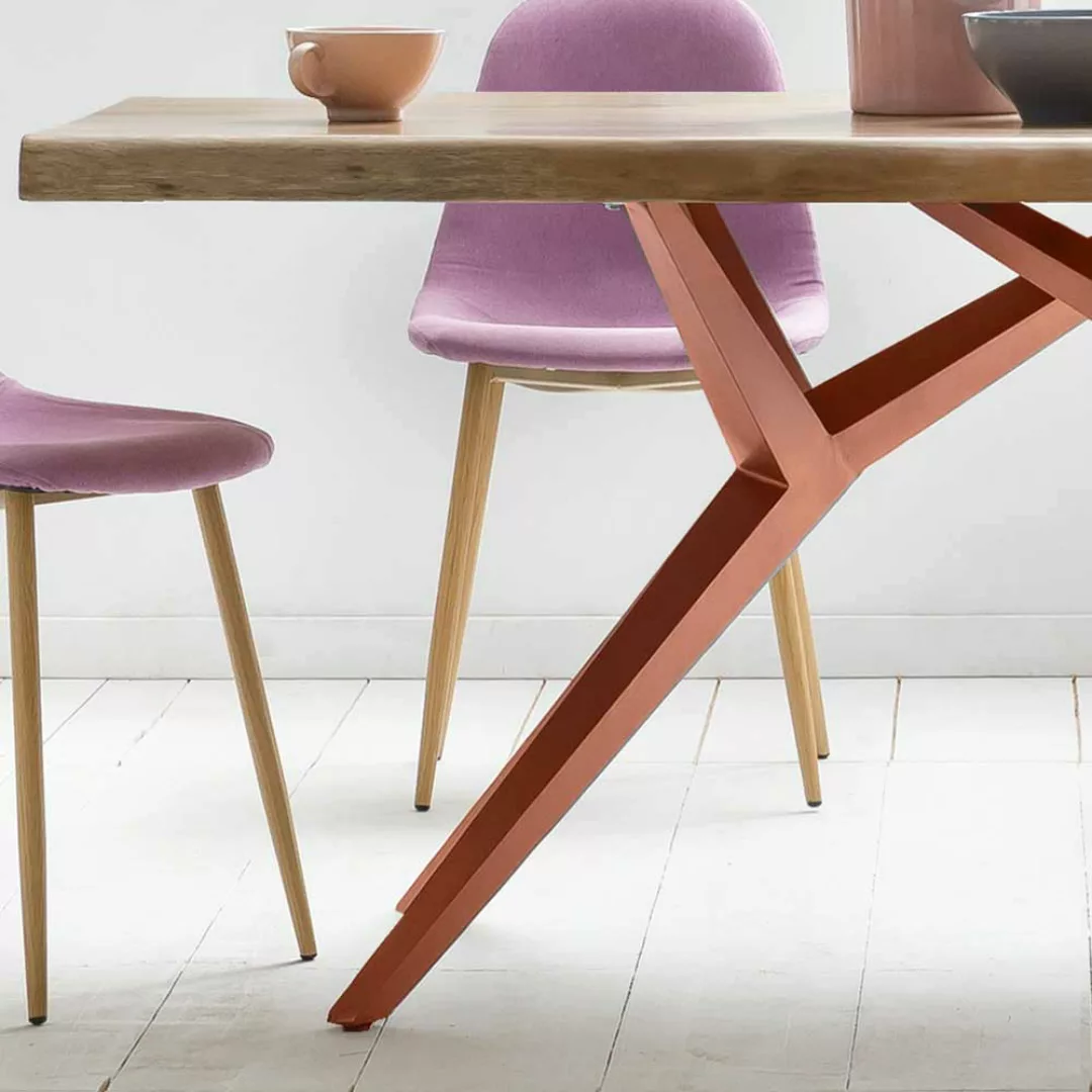 Esszimmer Tisch aus Akazie Massivholz und Eisen in Braun 100 cm tief günstig online kaufen