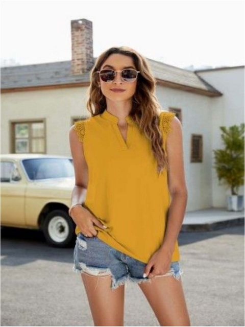 KIKI T-Shirt Kurzarmshirt Oberteil Frühling Sommer Hemd V-Ausschnitt ärmell günstig online kaufen
