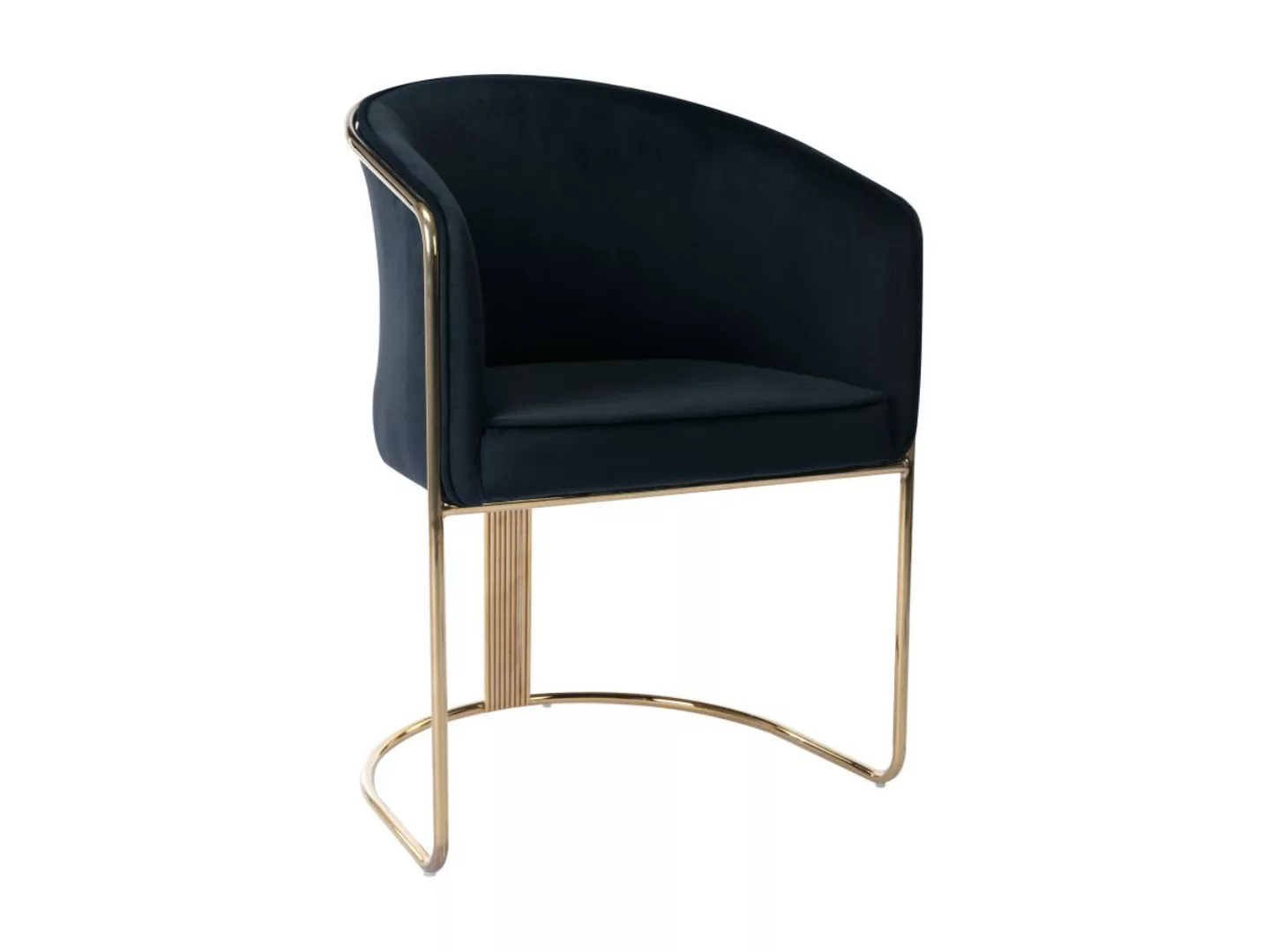 Stuhl mit Armlehnen - Samt & Metall - Schwarz und Goldfarben - JOSETHE von günstig online kaufen