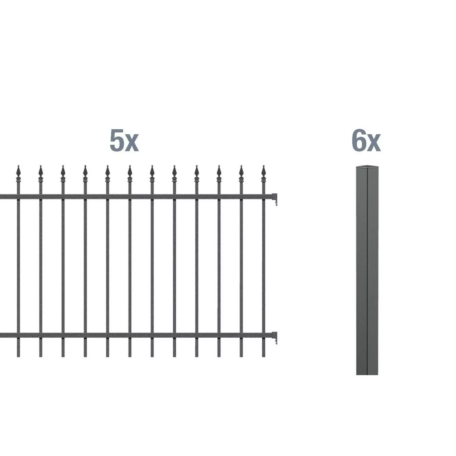 Metallzaun Grund-Set Chaussee Anthrazit z. Einbetonieren 120 cm x 1000 cm günstig online kaufen