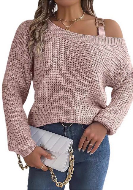 Mayou Strickpullover Damen Schulterfrei Einfarbig Langarm Elegant Herbst Ob günstig online kaufen