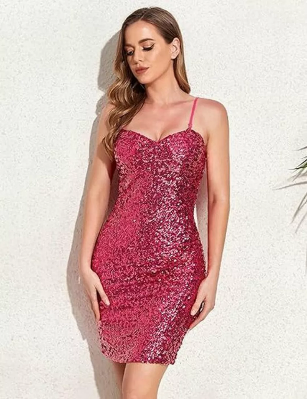 RUZU UG Abendkleid Damen-Abendkleid mit glitzernden Pailletten und engem Rö günstig online kaufen