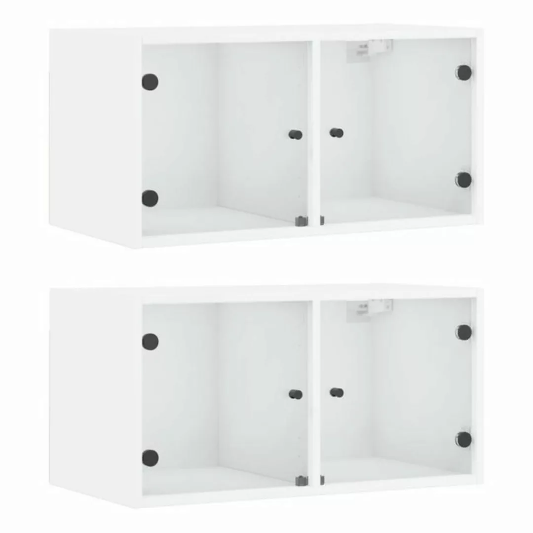 vidaXL Hängeschrank Hängeschrank Wandschränke mit Glastüren 2 Stk Weiß 68,5 günstig online kaufen