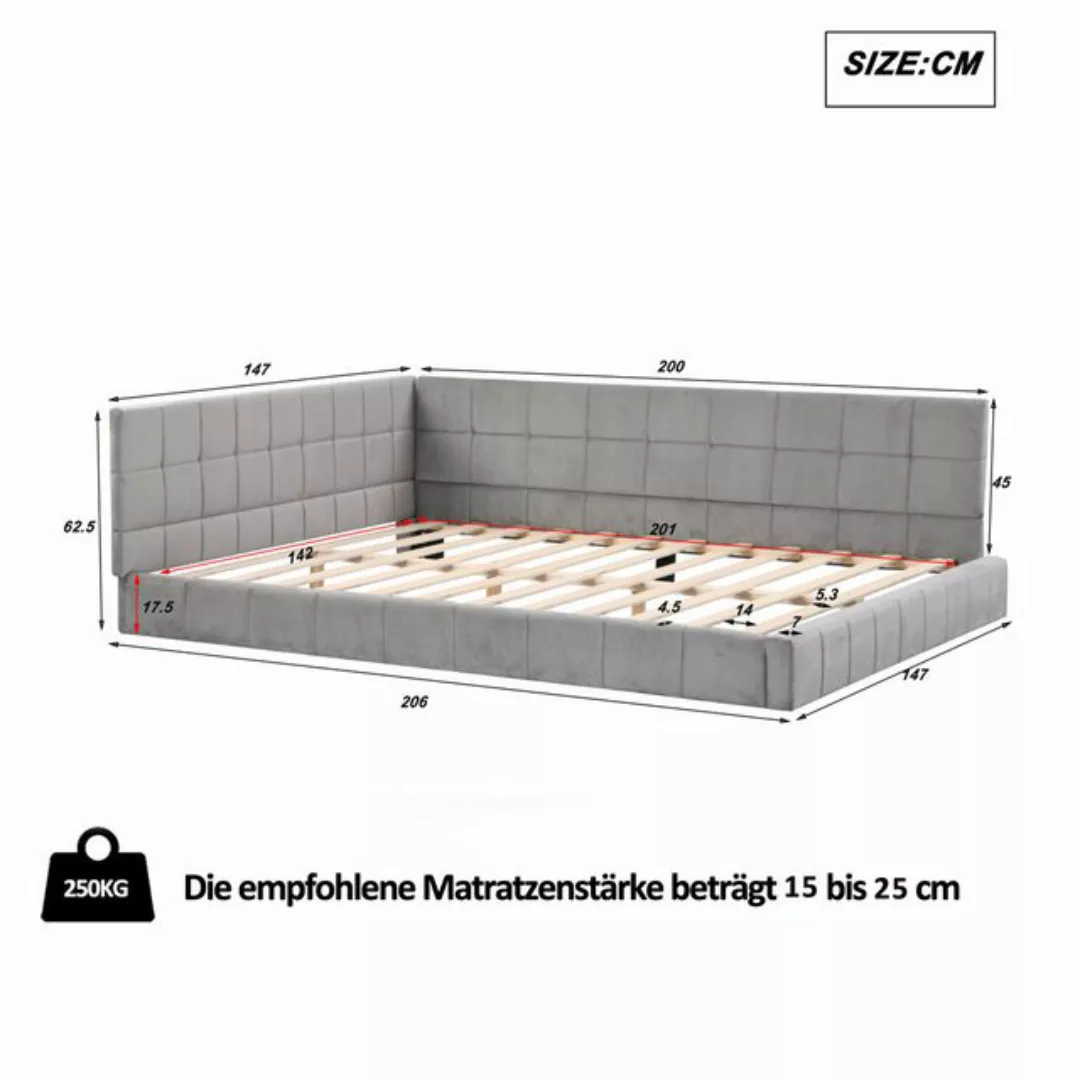 HAUSS SPLOE Polsterbett 140*200 Multifunktionsbett mit Lattenrost aus Samts günstig online kaufen