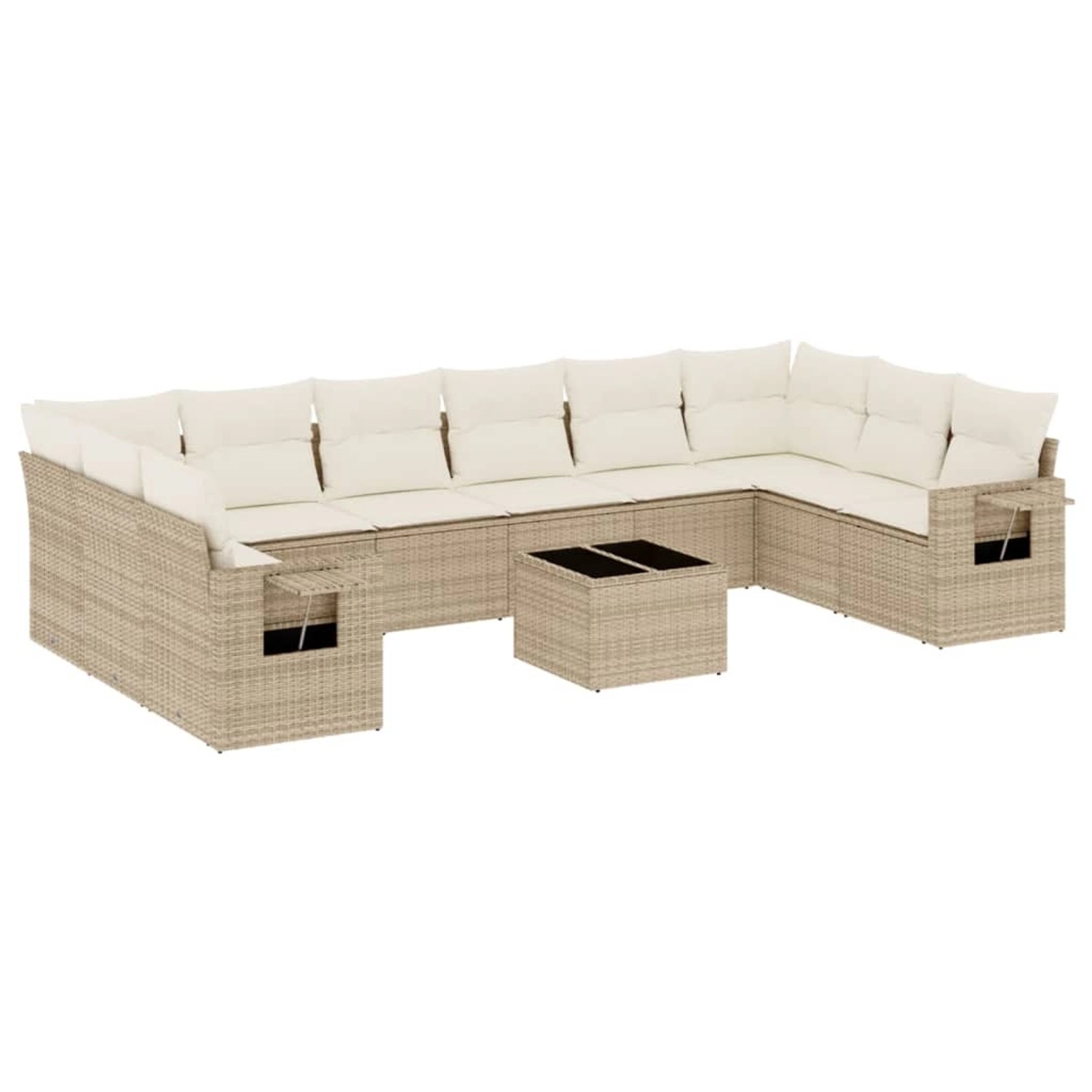 vidaXL 11-Tlg Garten-Sofagarnitur mit Kissen Beige Poly Rattan 3220677 günstig online kaufen