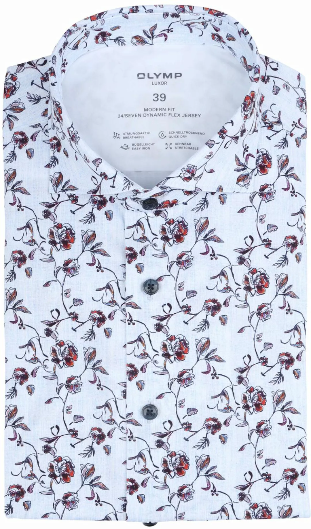 OLYMP Luxor Hemd Blumenmuster Hellblau - Größe 41 günstig online kaufen