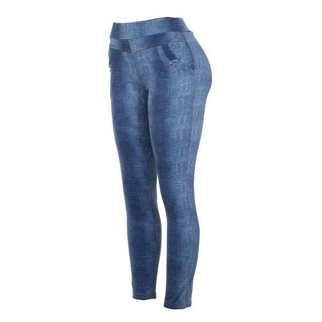 Ital-Design Leggings Damen Freizeit Jeansstoff Stretch Jeggings in Blau günstig online kaufen