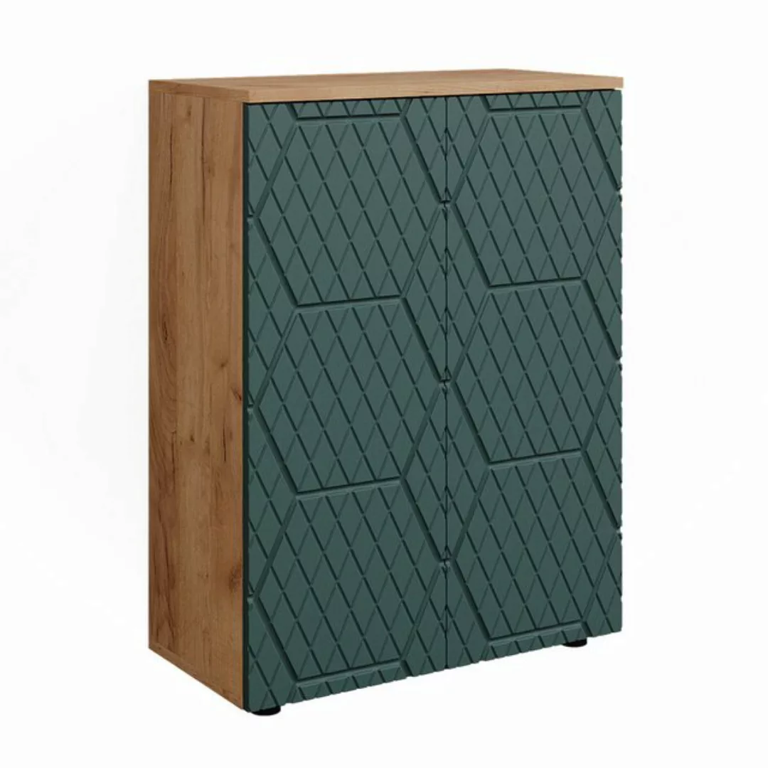 Vicco Midischrank Irma, Goldkraft Eiche/Grün, 60 x 81 cm günstig online kaufen