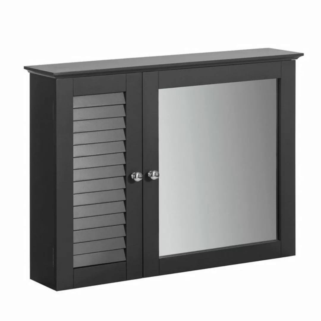 SoBuy® Spiegelschrank mit Lamellentür, Hängeschrank Wandschrank Spiegel gra günstig online kaufen