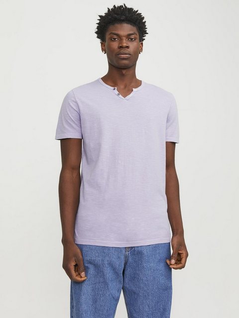 Jack & Jones T-Shirt Basic T-Shirt V-Neck Kurzarm mit Knöpfen JJESPLIT 5545 günstig online kaufen