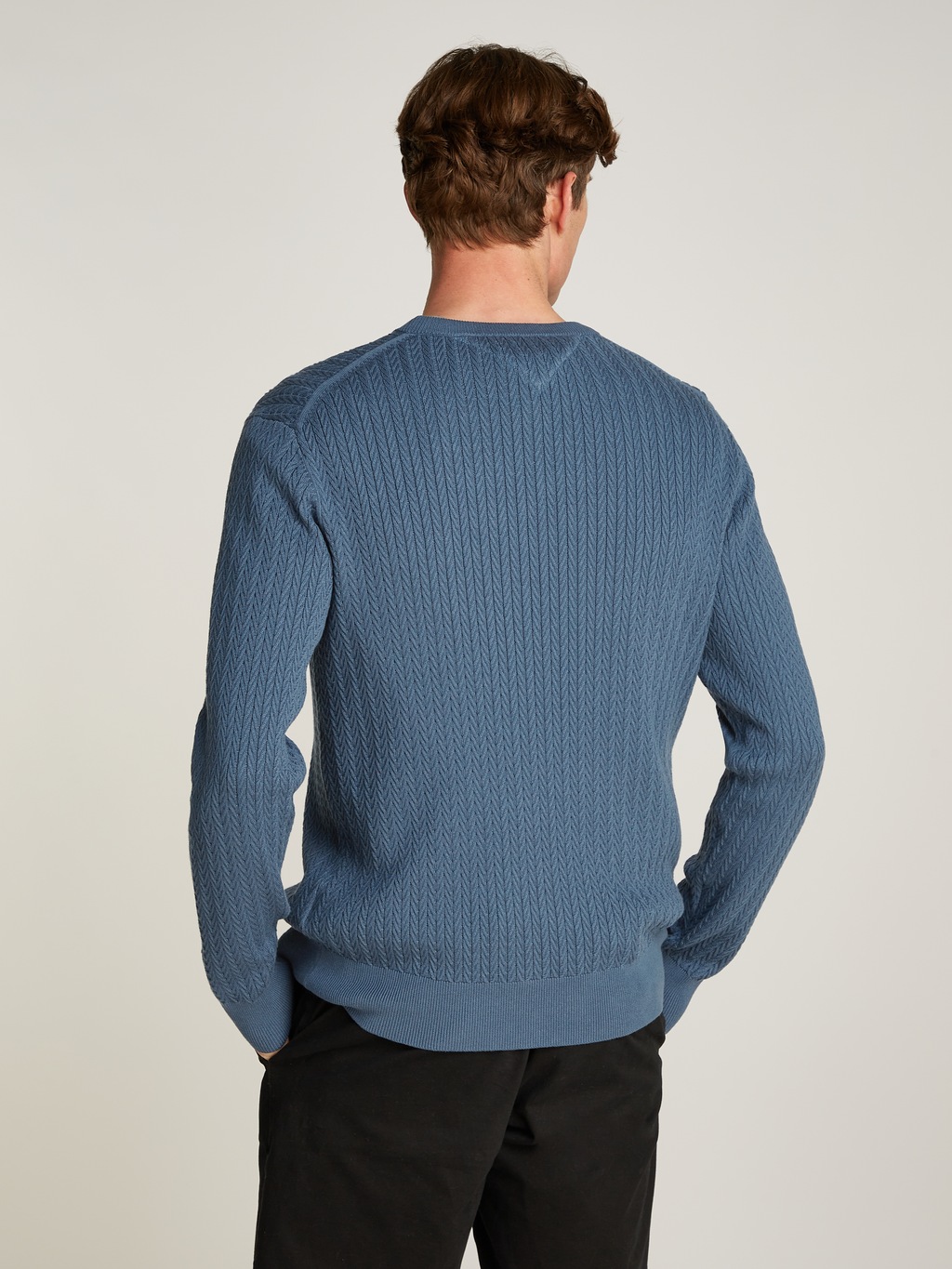 Tommy Hilfiger Strickpullover HERRINGBONE STRUCTURE C NK mit Zopfmuster günstig online kaufen