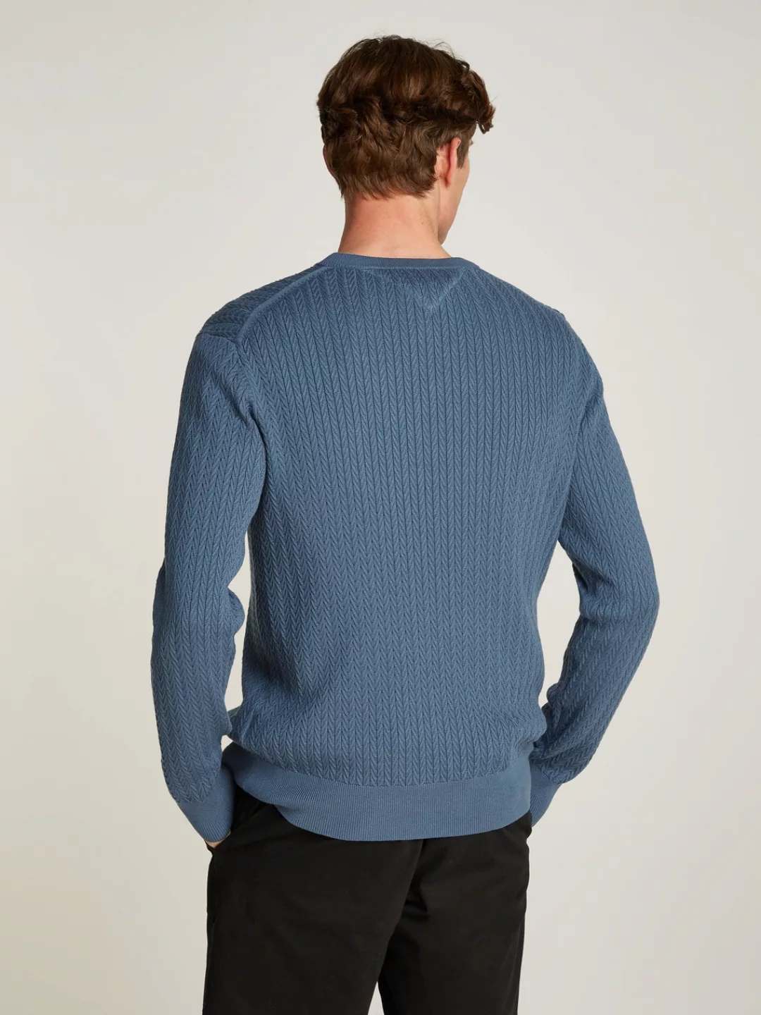 Tommy Hilfiger Strickpullover HERRINGBONE STRUCTURE C NK mit Zopfmuster günstig online kaufen