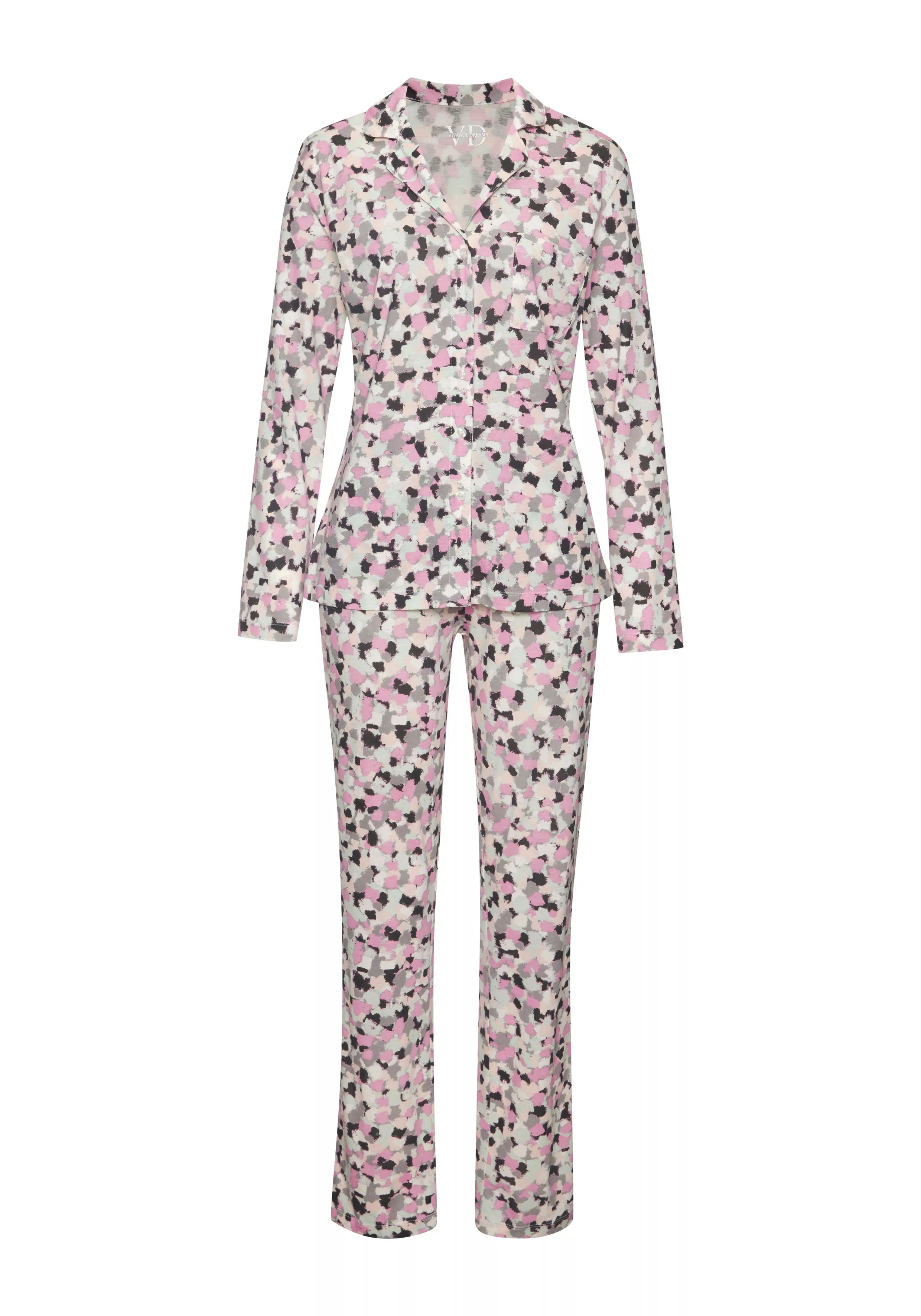 Vivance Dreams Pyjama, (2 tlg.), mit Aquarell-Muster günstig online kaufen