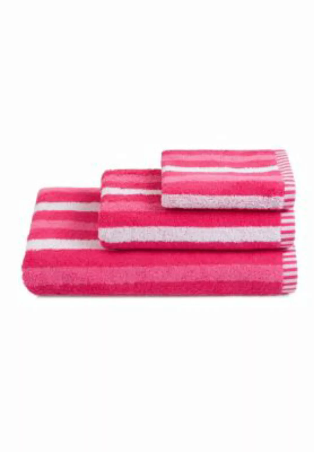 grace grand spa Duschtuch-Set Active Stripes im 3er-Pack pink günstig online kaufen