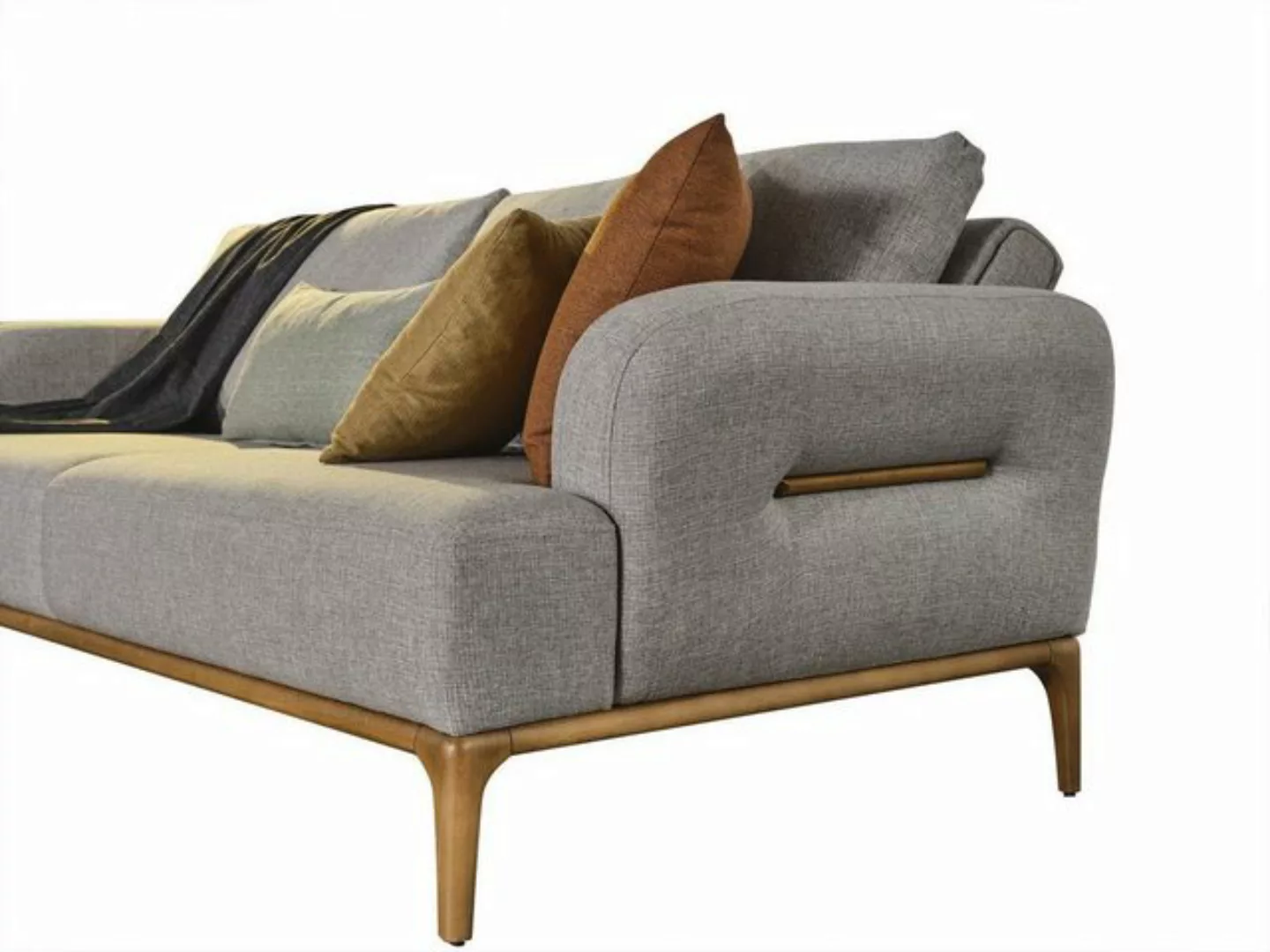 JVmoebel Sofa Sofagarnitur Sofa Sessel 4+3+1 Sitzer Stoff Luxus Grau Wohnzi günstig online kaufen