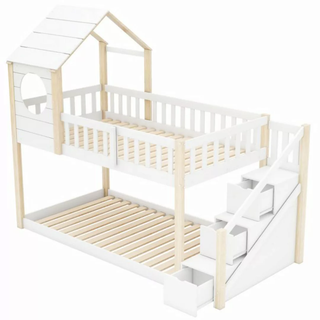 IDEASY Etagenbett Baumhaus Kinderbett 90x200cm, Etagenbett mit Aufbewahrung günstig online kaufen