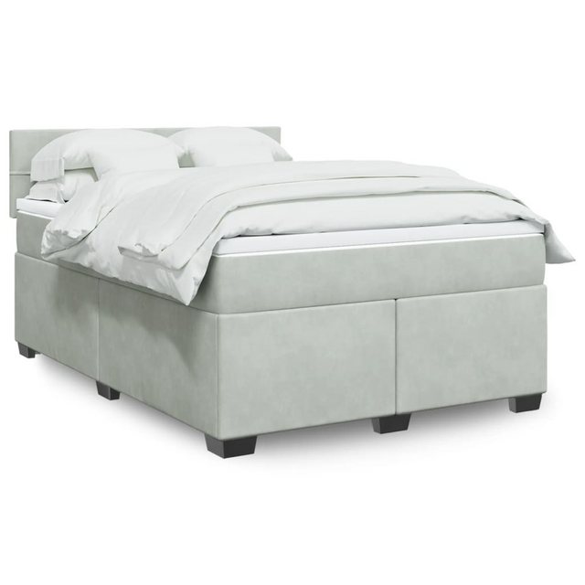 vidaXL Boxspringbett mit Matratze Hellgrau 140x200 cm Samt2099697 günstig online kaufen