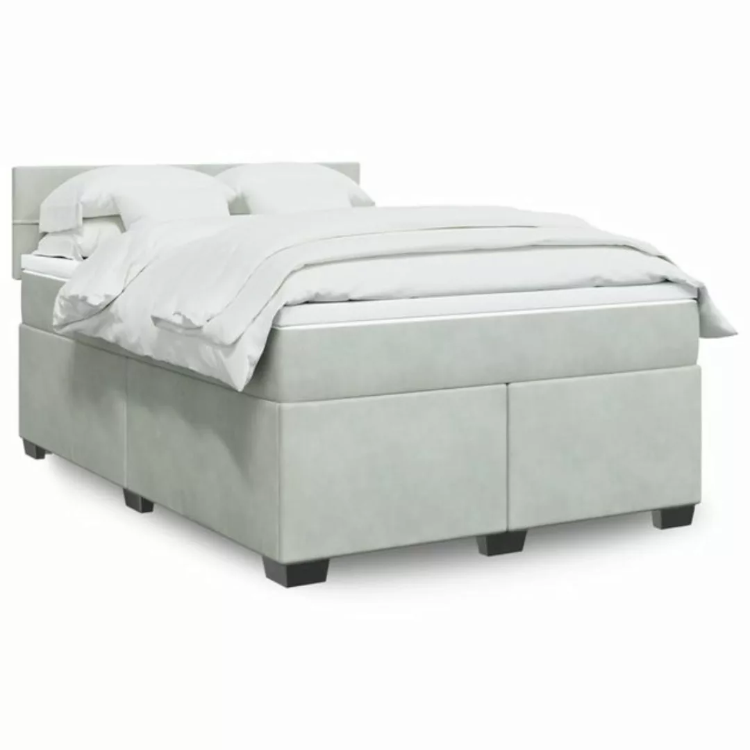 vidaXL Boxspringbett mit Matratze Hellgrau 140x200 cm Samt2099697 günstig online kaufen