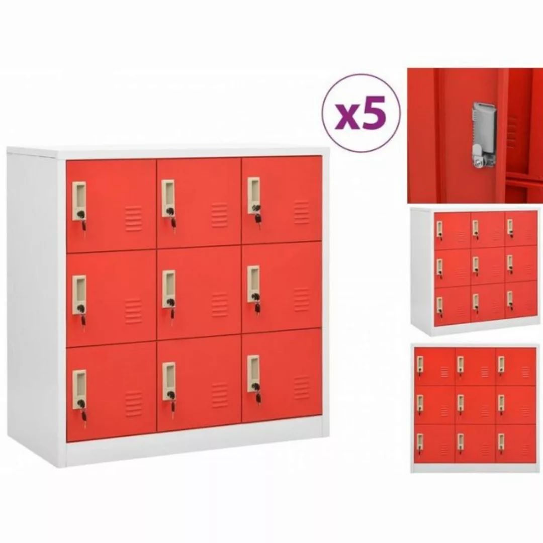 vidaXL Aktenschrank Schließfachschränke 5 Stk Hellgrau und Rot 90x45x92,5 c günstig online kaufen