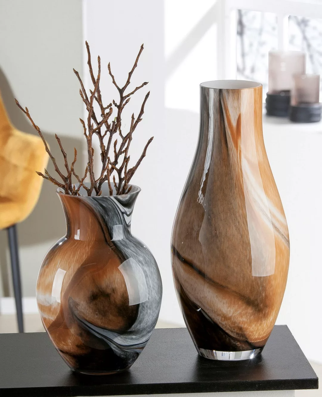 GILDE Tischvase »Draga, Höhe ca. 40 cm«, (1 St.), dekorative Vase aus Glas, günstig online kaufen