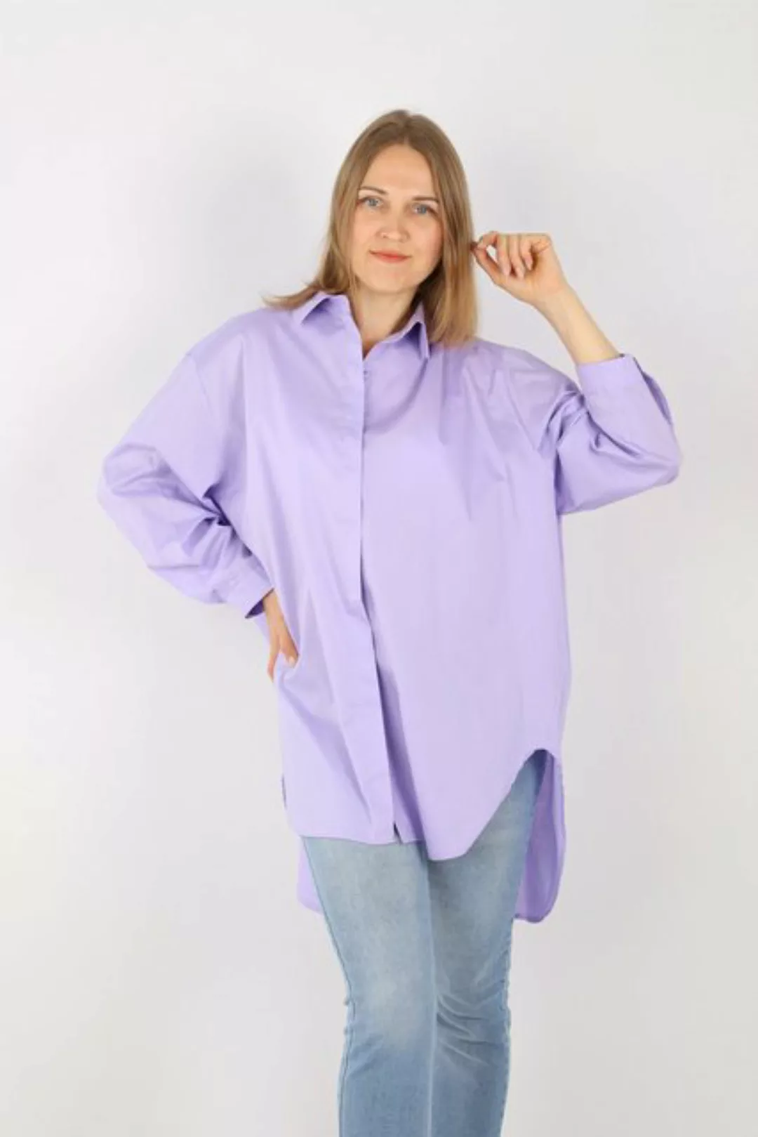 MIRROSI Longbluse Damen 100% Baumwolle Bluse Lang OVERSIZE Design (Onesize günstig online kaufen